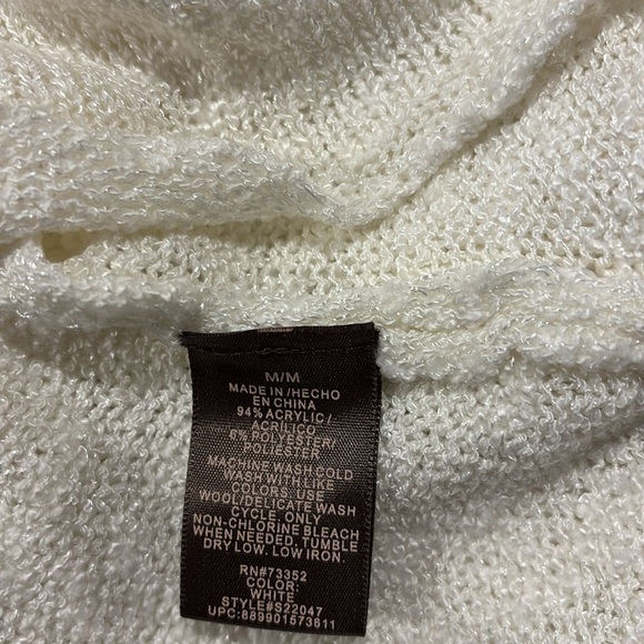 Alexandra + Oak off white Mesh 3/4 sleeves open cardigan Sz M - Picture 2 of 7